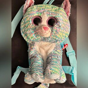 Ty sequin flippables shiny backpack kitty